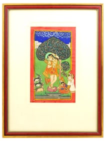 ANTIQUE INDIAN MUGHAL MIXED MEDIA MINIATURE PAINTING