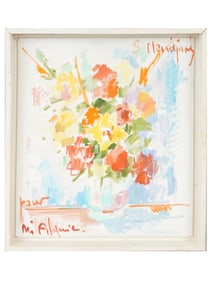 FRENCH PAINTING BY SERGE MENDJISKY STILL LIFE FLOWERS