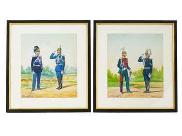 NIKOLAI ZARETSKY ANTIQUE MILITARY WATERCOLOR PAINTINGS