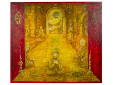 VASILY KAFANOV TEMPLE ENTRYWAY RUSSIAN OIL PAINTING