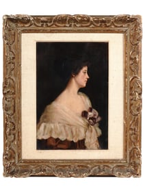 ART NOUVEAU LADY OIL PAINTING BY F. EMSHEIMER