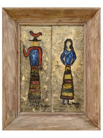 JAPANESE NAIVE OIL PAINTING ATTR. TO TETSUO AOKI