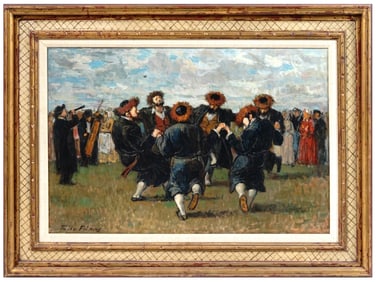 TULLY FILMUS AMERICAN JUDAICA DANCE OIL PAINTING