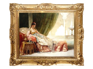 19TH C ORIENTAL LADY PORTRAIT PAINTING SIGNED
