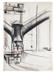 RUSSIAN SOVIET CHARCOAL PAINTING BY SEMION PAVLOV