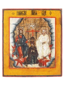ANTIQUE RUSSIAN ORTHODOX ICON CORONATION OF THE VIRGIN