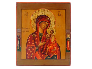 19TH CENTURY RUSSIAN ALL HYMNED MOTHER OF GOD ICON