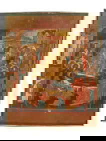 ANTIQUE RUSSIAN VIRGIN MARY ICON IN 84 SILVER FRAME