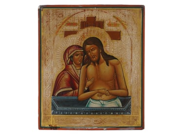 ANTIQUE RUSSIAN DONT WEEP FOR ME MOTHER JESUS ICON