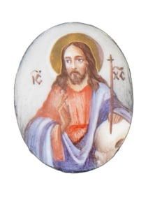 ANTIQUE RUSSIAN ORTHODOX FINIFT ICON OF JESUS CHRIST