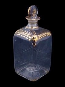 VINTAGE GEORGIAN GLASS DECANTER WITH GILT DESIGN 1970