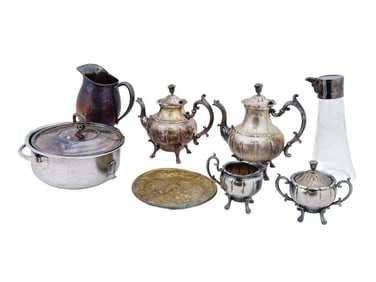 ANTIQUE VINTAGE SILVER PLATED PIECES FOR SERVING TEA