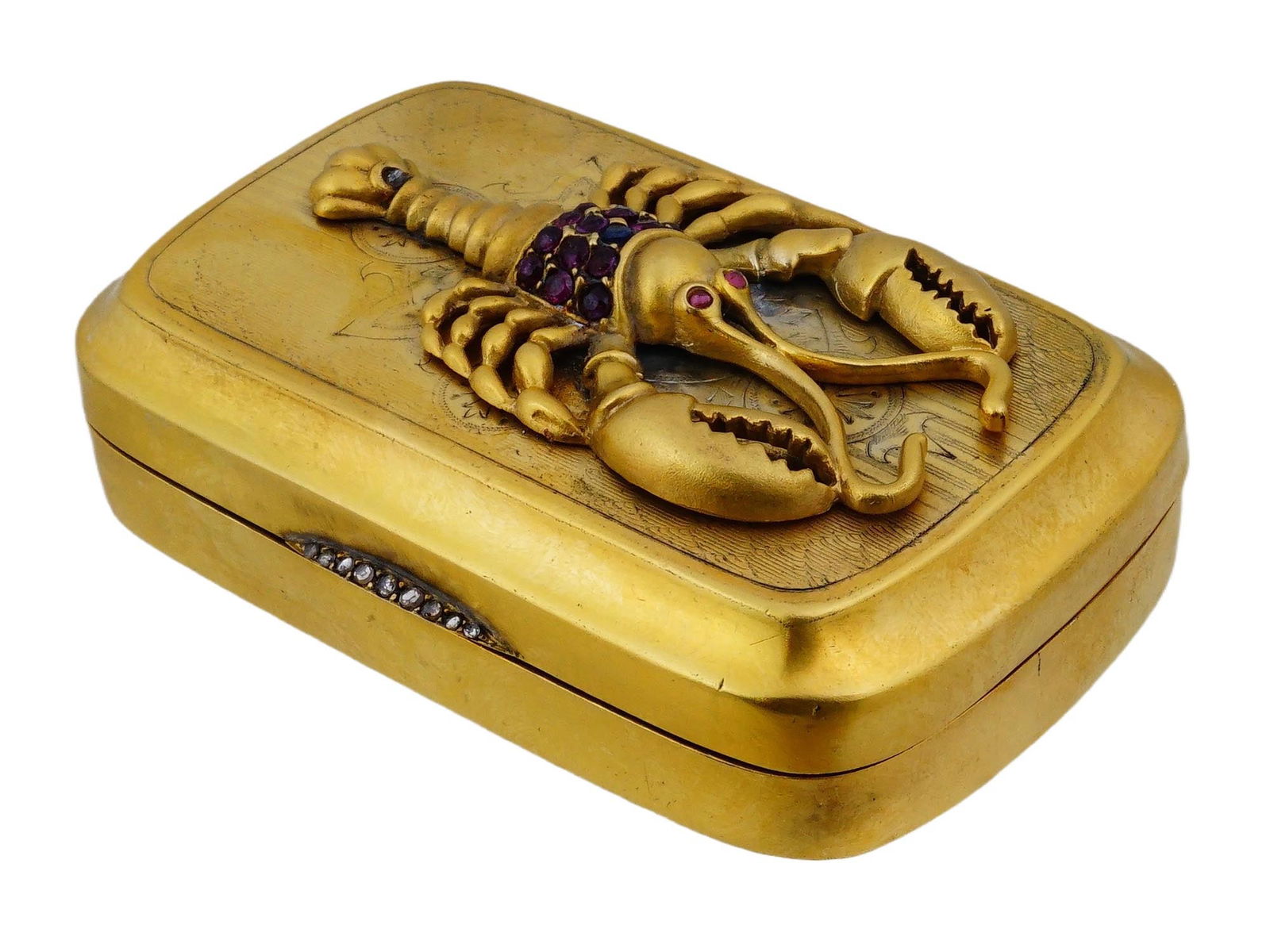 RUSSIAN GILT SILVER SILVER RUBY DIAMOND PILL BOX (1 of 11)