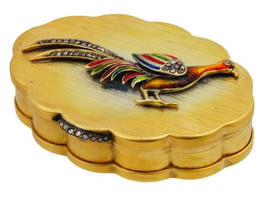 RUSSIAN SILVER ENAMEL ROSE CUT DIAMONDS PILL BOX