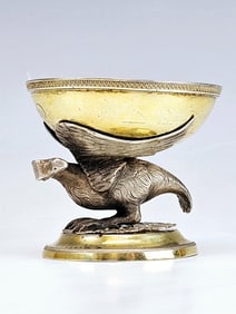 ANTIQUE EARLY 19TH C RUSSIAN GILT SILVER SALT CELLAR