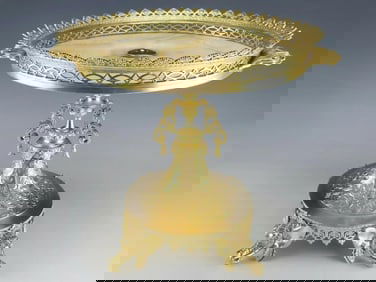 19C FRENCH JAPANESQUE GILT BRONZE ONYX CENTERPIECE