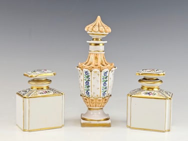 ANTIQUE FRENCH SEVRES STYLE PORCELAIN PERFUME BOTTLES