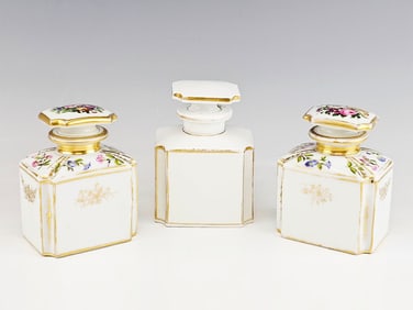 19TH CEN FRENCH GERMAN PORCELAIN PERFUME BOTTLES