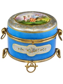 ANTIQUE FRENCH SEVRES PORCELAIN BRONZE MOUNTED BOX