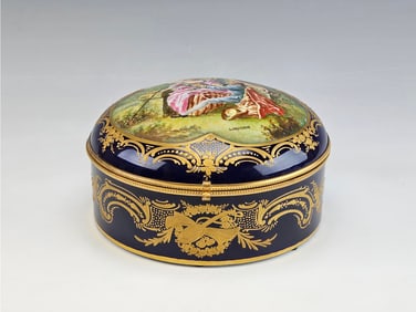 LARGE ANTIQUE FRENCH SEVRES PORCELAIN BRONZE BOX