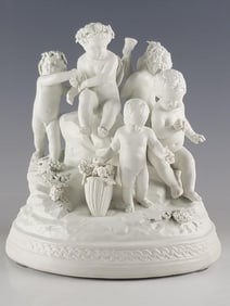 19C FRENCH SEVRES BISQUE PORCELAIN GROUP FIGURINE