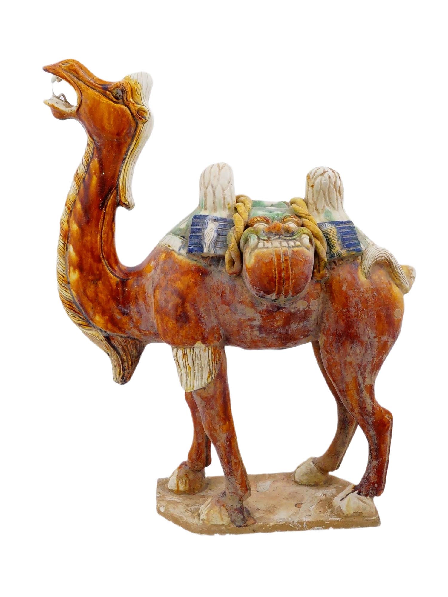CHINESE TANG DYNASTY SANCAI POTTERY CAMEL FIGURINE (1 of 8)