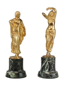 ANTIQUE GILT BRONZE STATUES OF DANCERS BY JOSE DUNACH