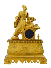 19 C FRENCH CHINOISERIE GILT BRONZE MANTEL CLOCK