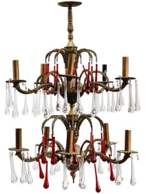 ANTIQUE 19 C FRENCH GILT BRONZE AND CRYSTAL CHANDELIER