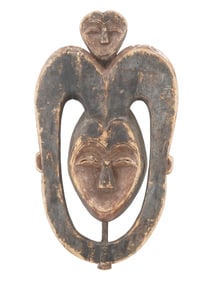 AFRICAN CARVED WOODEN KWELE FACE MASK FROM GABON