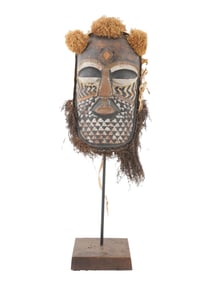 CENTRAL AFRICAN CONGO KUBA PEOPLE CEREMONIAL MASK