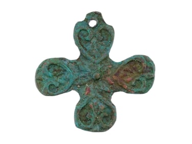 ANCIENT BYZANTINE EMPIRE BRONZE CROSS PENDANT