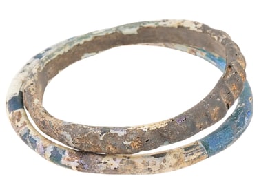 PAIR OF ANCIENT ROMAN EMPIRE GLASS BRACELETS
