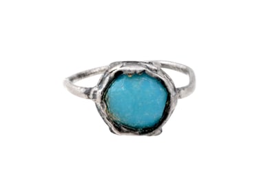 ANCIENT ROMAN SILVER RING WITH A TURQUOISE STONE