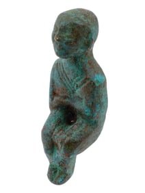 ANCIENT BYZANTINE OR ROMAN BRONZE SEATED FIGURE