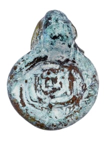 ANCIENT BYZANTINE EMPIRE GLASS PENDANT W MENORAH