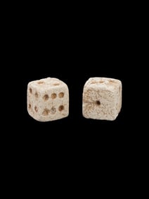 PAIR OF ANCIENT ROMAN STONE DICE 100 TO 300 AD
