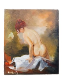 LATVIAN OIL NUDE PORTRAIT PAINTING BY MUIZULIS