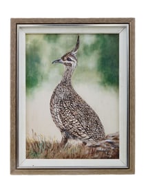 BIRD PAINTING ELEGANT CRESTED TINAMOU SIGNED 1978