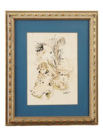 MID CENTURY WATERCOLOR PAINTING PORTRAIT OF A COUPLE