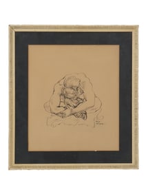 PHILIP REISMAN AMERICAN PORTRAIT INK DRAWING