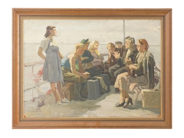 IGOR RUBINSKY OIL SOCIALIST REALISM GENRE PAINTING