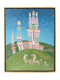 YURI GORBACHEV AMERICAN PAINTING RUSSIAN VILLAGE