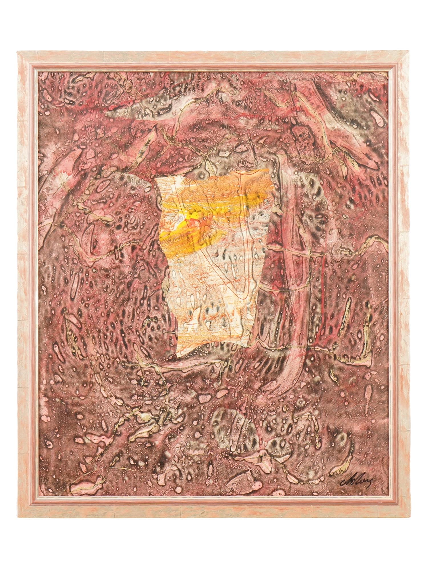 RUSSIAN MIXED MEDIA PAINTING BY ALEKSANDR LOZOVOY: Alexandr Lozovoy, Russian, born 1949, a mixed media, monotype and collage, painting on paper, In an Autumn Forest, 2006. Signed lower right. Framed. Additionally signed, titled, dated, and inscribed,