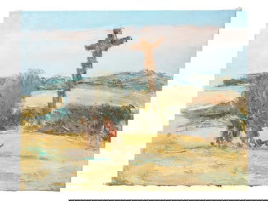 RUSSIAN PAINTING BY ANATOLY SLEPYSHEV CRUCIFIXION SCENE