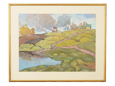 VINTAGE RUSSIAN WATERCOLOR PAINTING BY STAS BLINOV