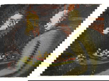 ATTR GEORGY NISSKY RUSSIAN GENRE OIL PAINTING