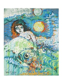 RUSSIAN SURREAL MIXED MEDIA PAINTING BY DAN SOLOJOFF