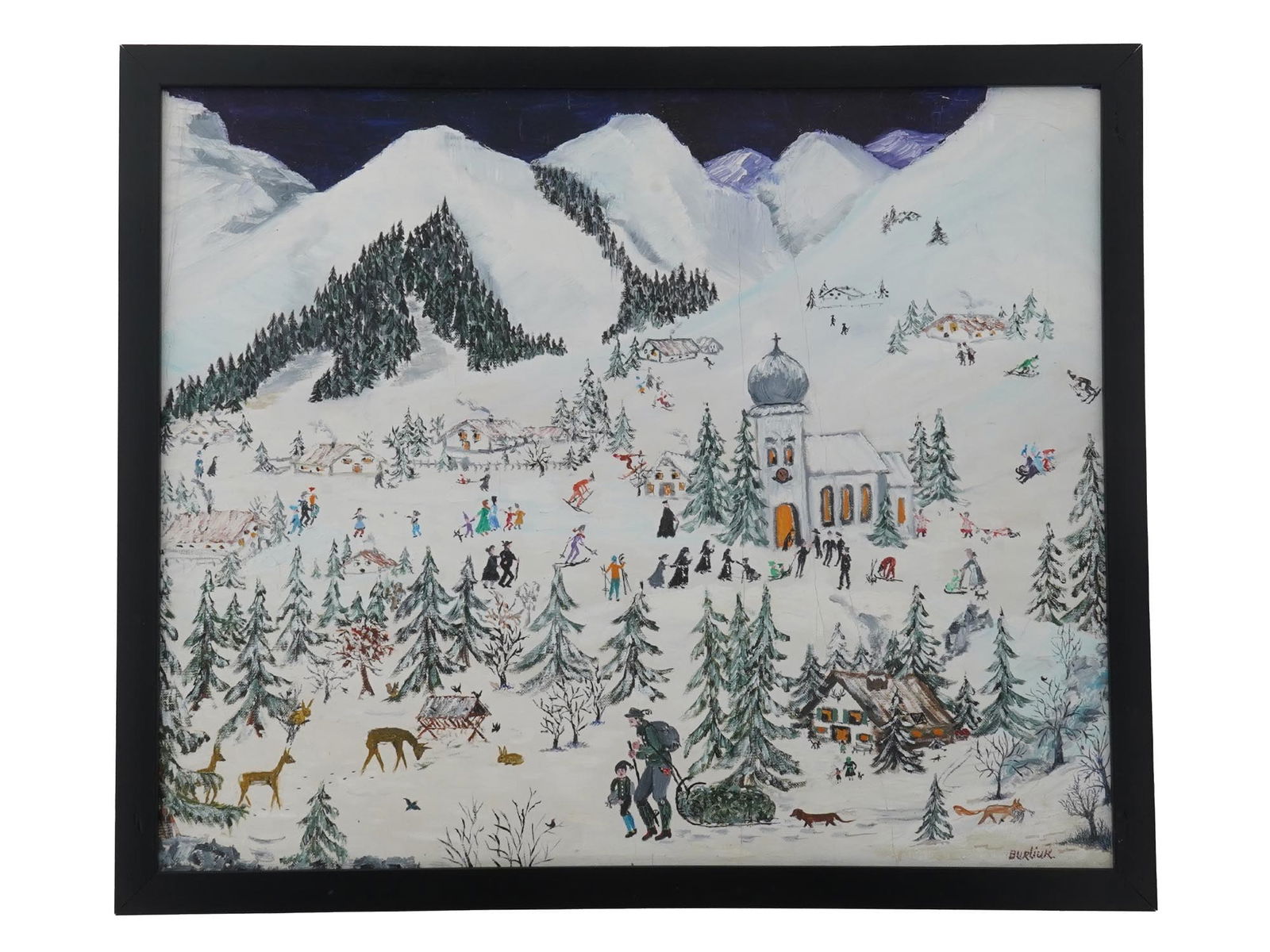 ATTR DAVID BURLIUK RUSSIAN SNOW LANDSCAPE OIL PAINTING (1 of 7)