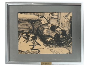 RUSSIAN NUDE INK PAINTING ATTR ANATOLY ZVEREV